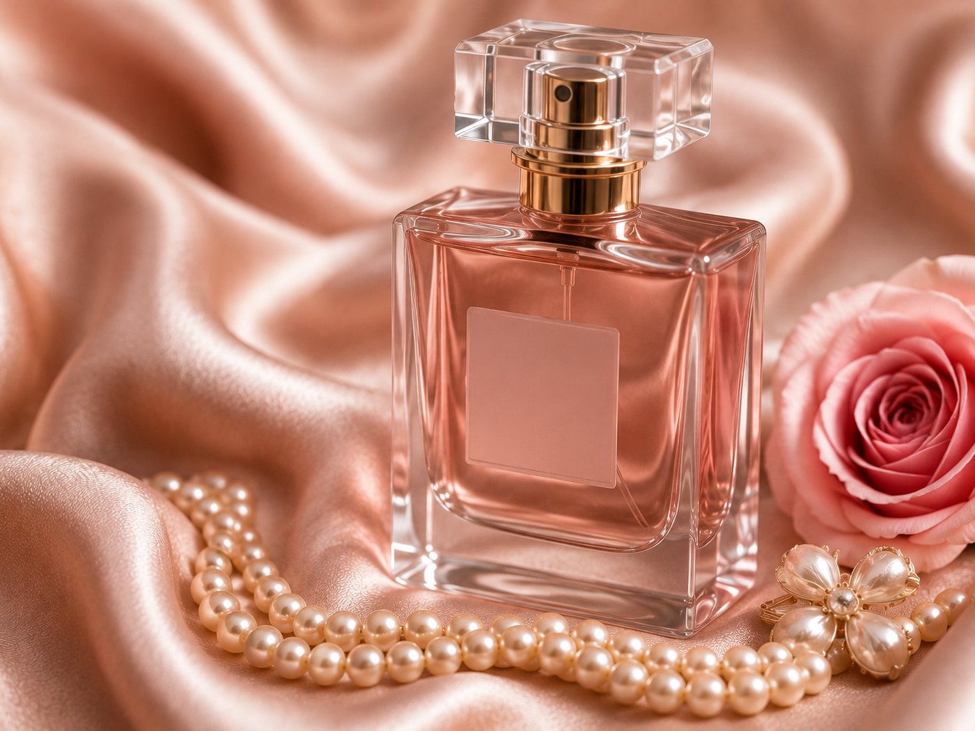 Perfume presented for gifting on satin with pearls at Arime Company in Zakho