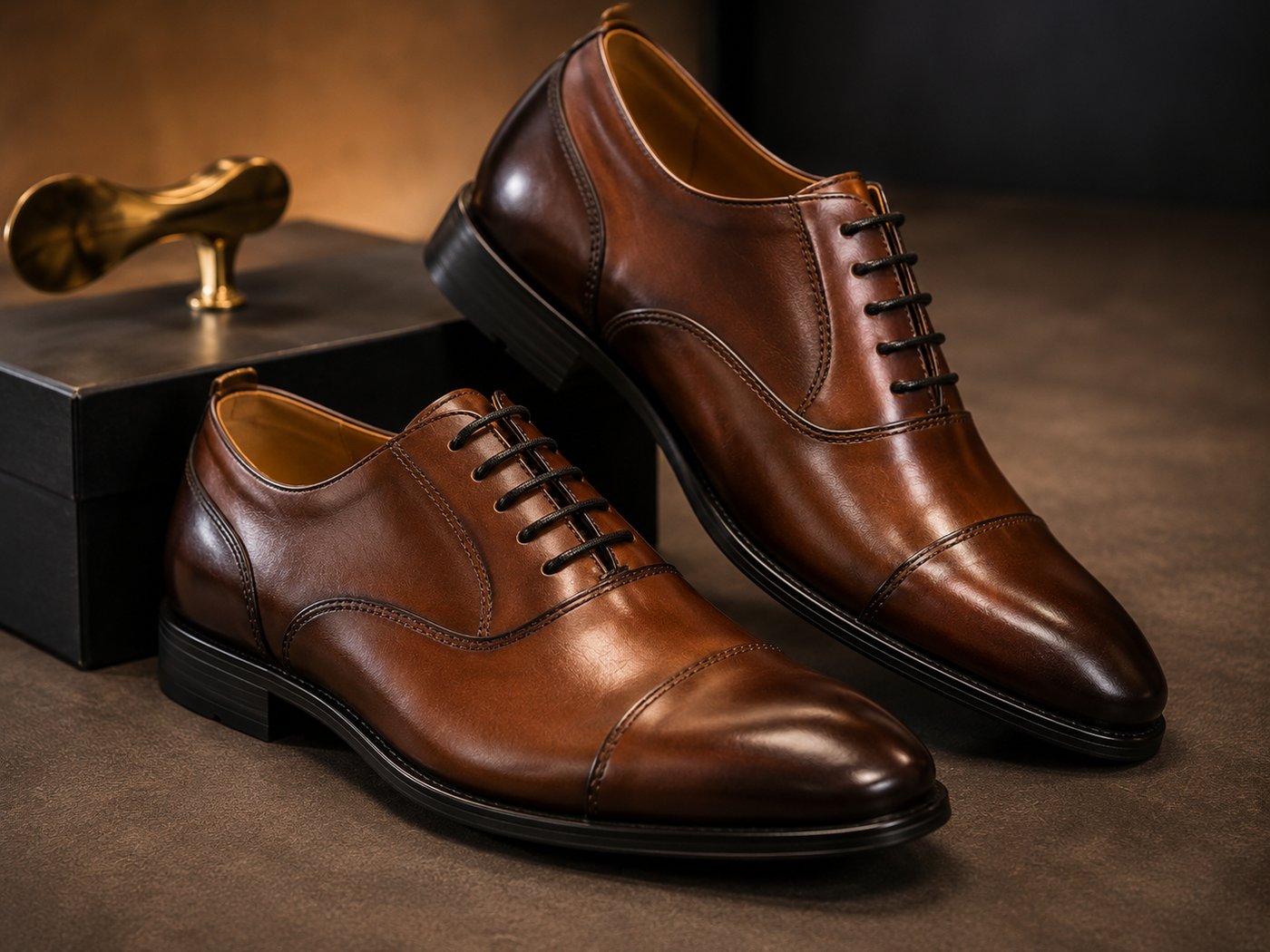 Men's leather formal shoes on display at Arime Company in Erbil