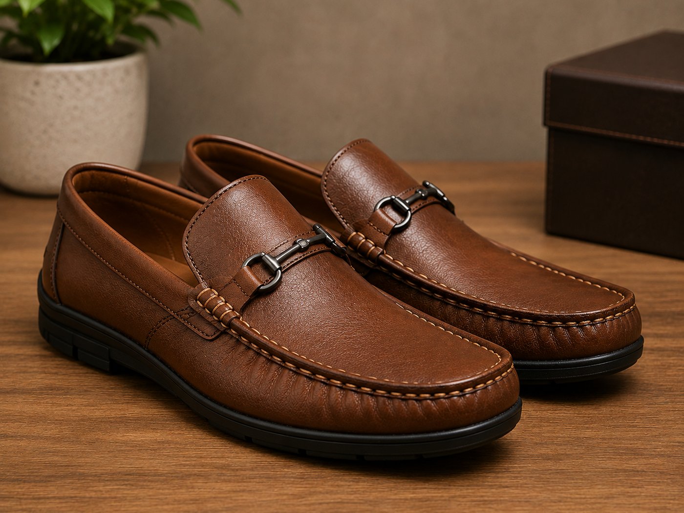Brown leather loafers and slip-on shoes from the Arime Company range